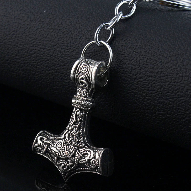 Keychain Charm Thor Hammer Mjolnir Viking Amulet Hammer Scandinavian Keychain Norse Jewelry Viking Key Chains