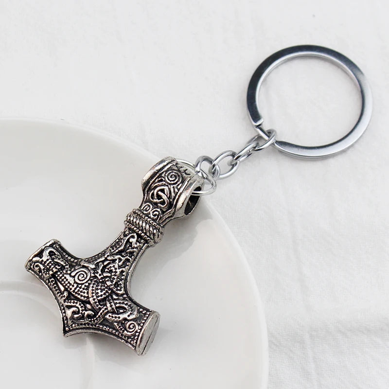 Keychain Charm Thor Hammer Mjolnir Viking Amulet Hammer Scandinavian Keychain Norse Jewelry Viking Key Chains