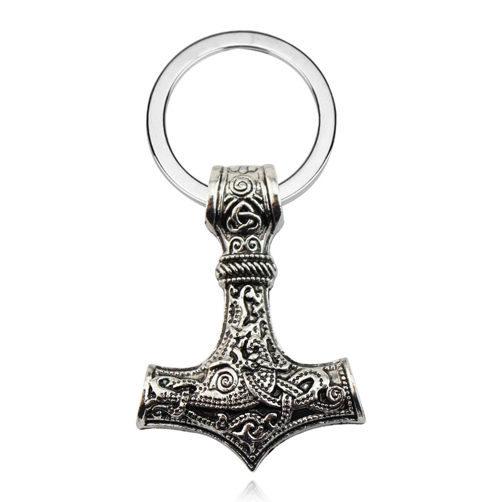 Keychain Charm Thor Hammer Mjolnir Viking Amulet Hammer Scandinavian Keychain Norse Jewelry Viking Key Chains