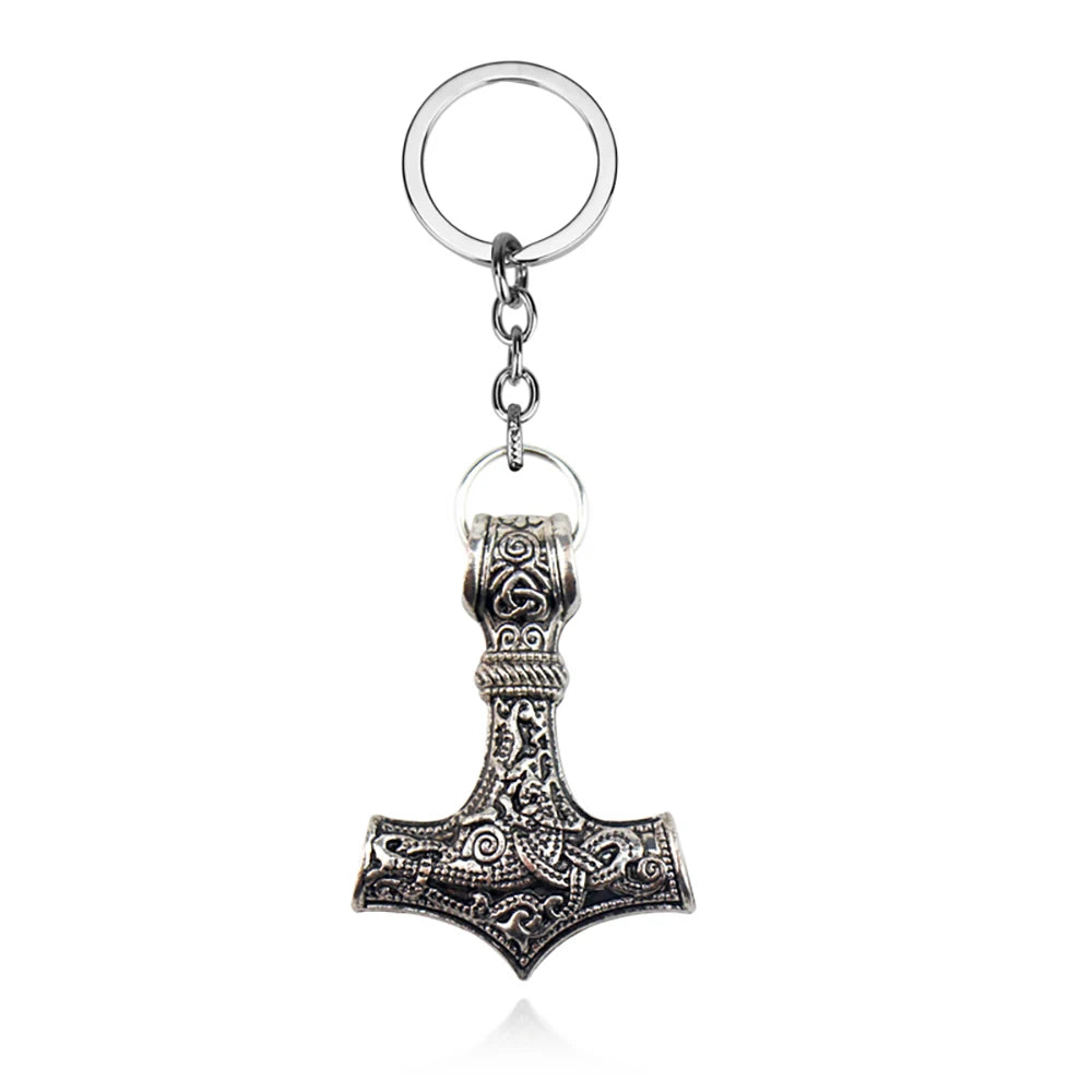 Keychain Charm Thor Hammer Mjolnir Viking Amulet Hammer Scandinavian Keychain Norse Jewelry Viking Key Chains