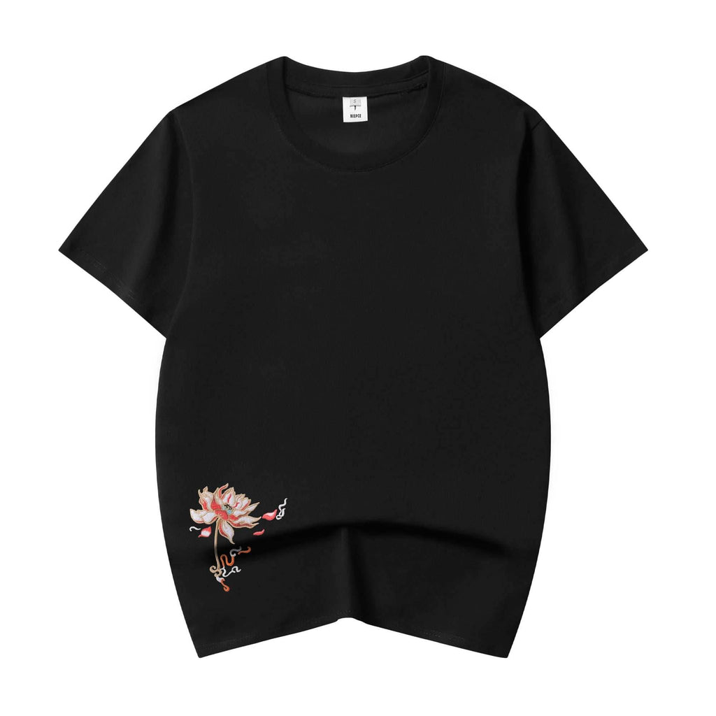 KH606 Blue Phoenix Embroidery Tee - Black / S
