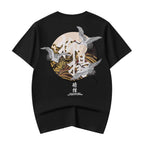 KH806 Movement of Cranes Embroidery Tee - Black / S