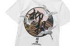 KH806 Movement of Cranes Embroidery Tee - White / S