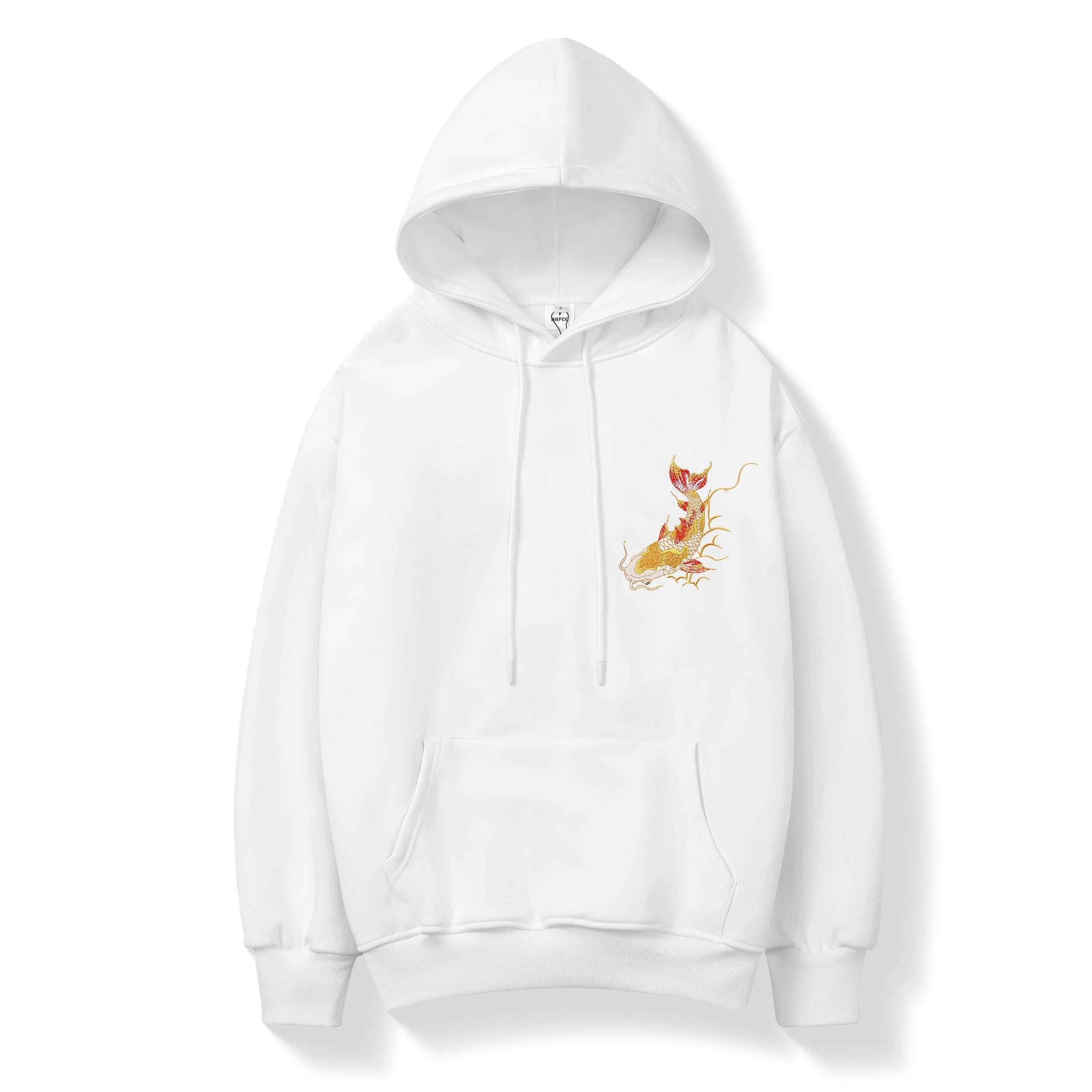 KH9013 Golden Koi Fish Embroidery Hoodie - Black / S