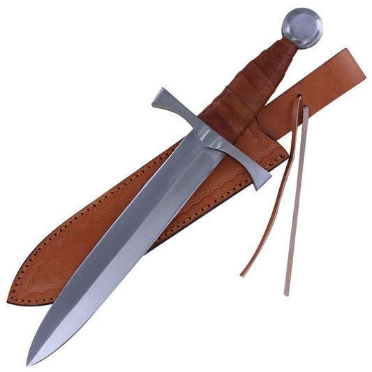 King of the Archers Full Tang Arming Dagger with Brown Leather Handle