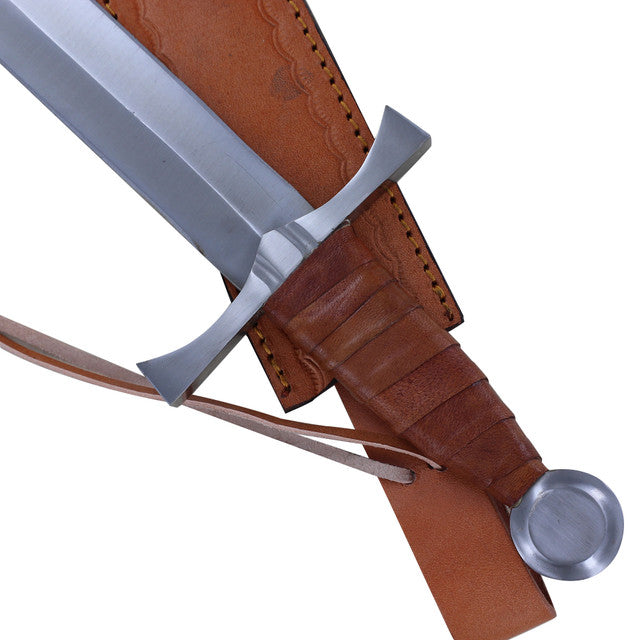 King of the Archers Full Tang Arming Dagger with Brown Leather Handle