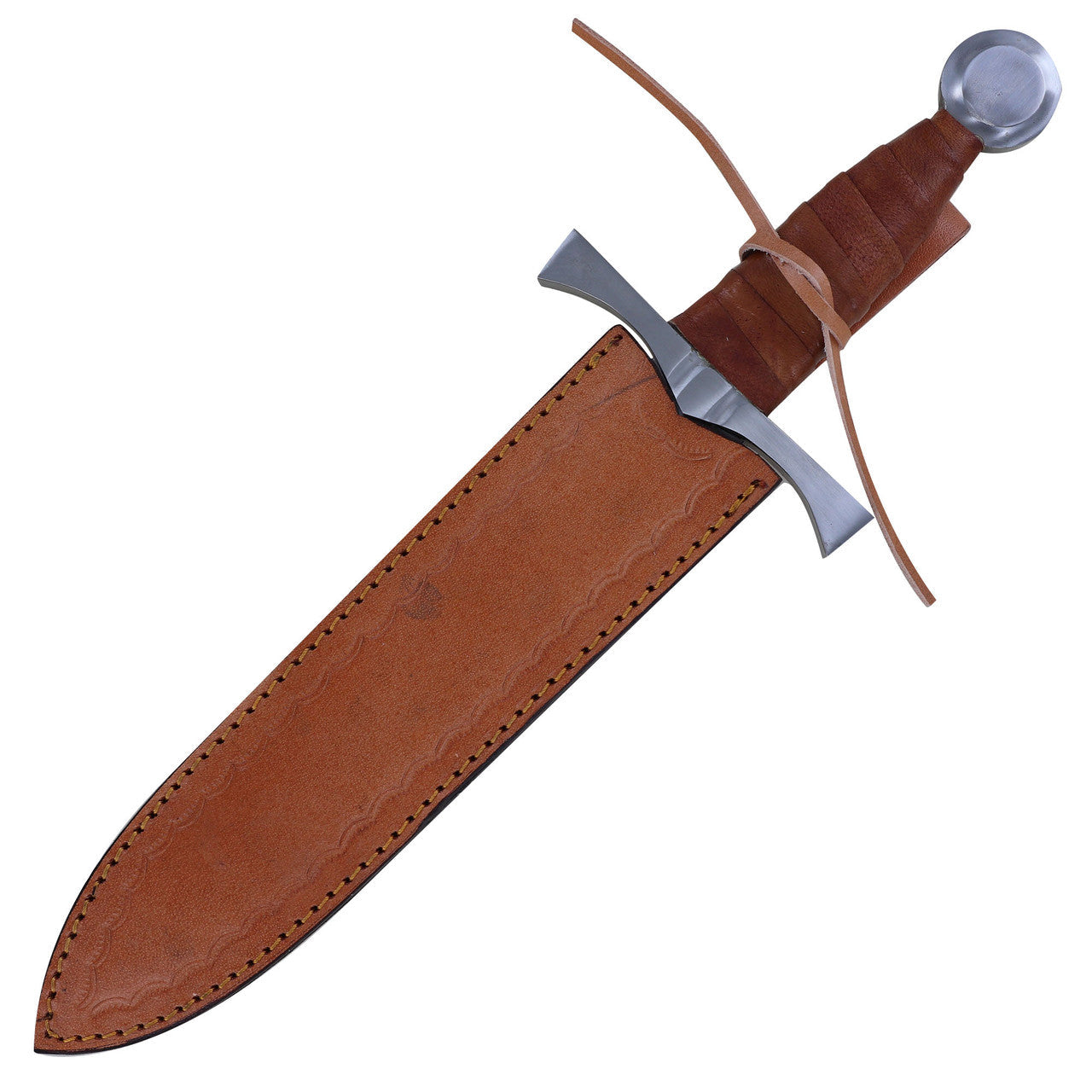 King of the Archers Full Tang Arming Dagger with Brown Leather Handle