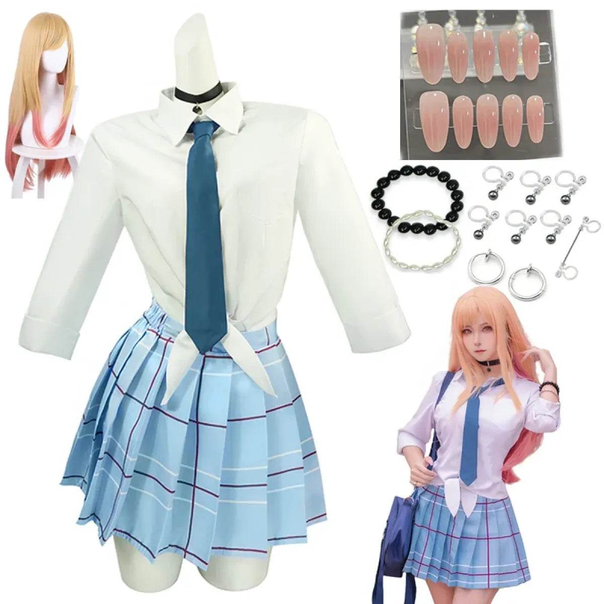 Kitagawa Marin School Uniform Cosplay – My Dress-Up Darling Set for Women - Costume Only / L