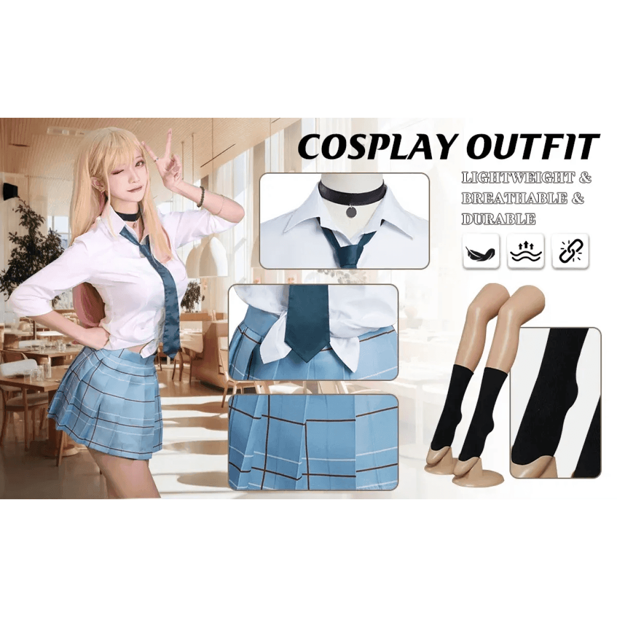 Kitagawa Marin School Uniform Cosplay – My Dress-Up Darling Set for Women - Costume Only / L