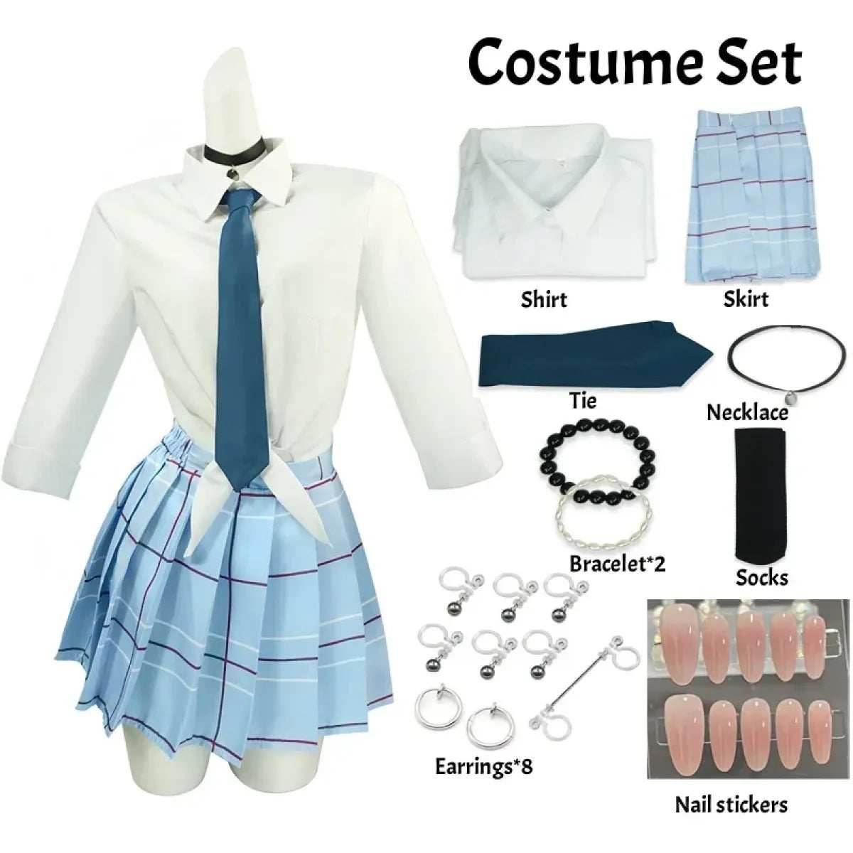 Kitagawa Marin School Uniform Cosplay – My Dress-Up Darling Set for Women - Costume Only / L