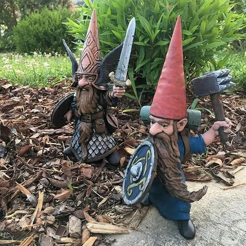 Knight Gnomes Garden Sculpture Resin Ornament Templars Figurine Waterproof Gnome Statue Decor For Yard Lawn Garden Porch