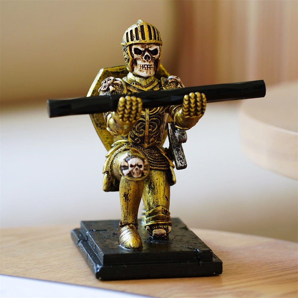 Knight Skeleton Pen Holder Home Decoration Resin