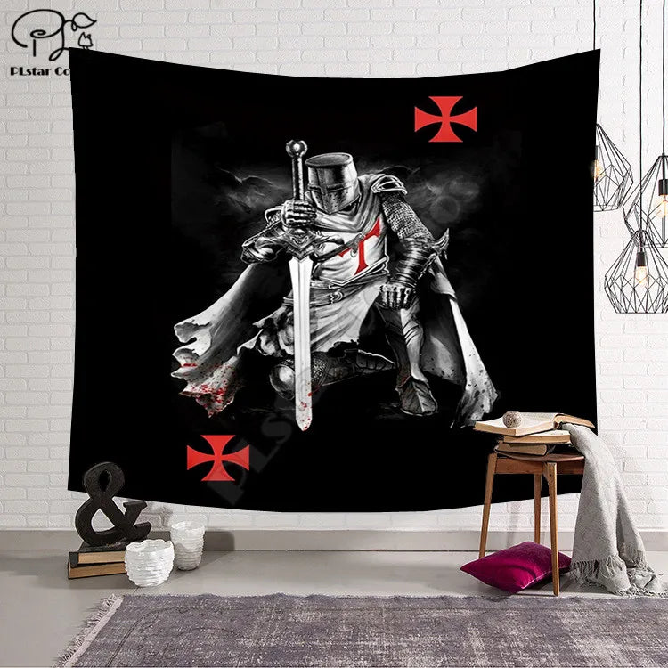 Knights Templar Blanket Tapestry 3D Printed Tapestrying Rectangular Home Decor Wall Hanging