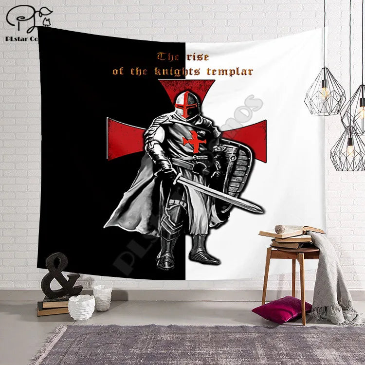 Knights Templar Blanket Tapestry 3D Printed Tapestrying Rectangular Home Decor Wall Hanging