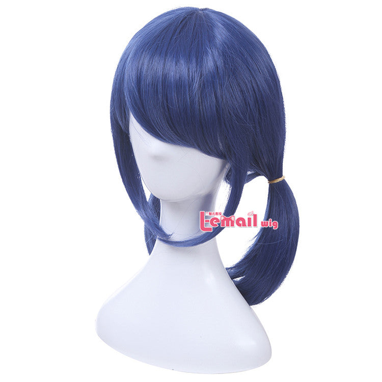 Ladybug Cosplay Wigs Dark Blue Double Ponytails Straight Cosplay Wig Halloween Heat Resistant Synthetic Hair