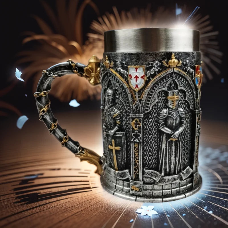 Large soldier Coffee mug , Medieval style Drinkware，Tazas de café,Stainless steel Botella de agua Tazas.