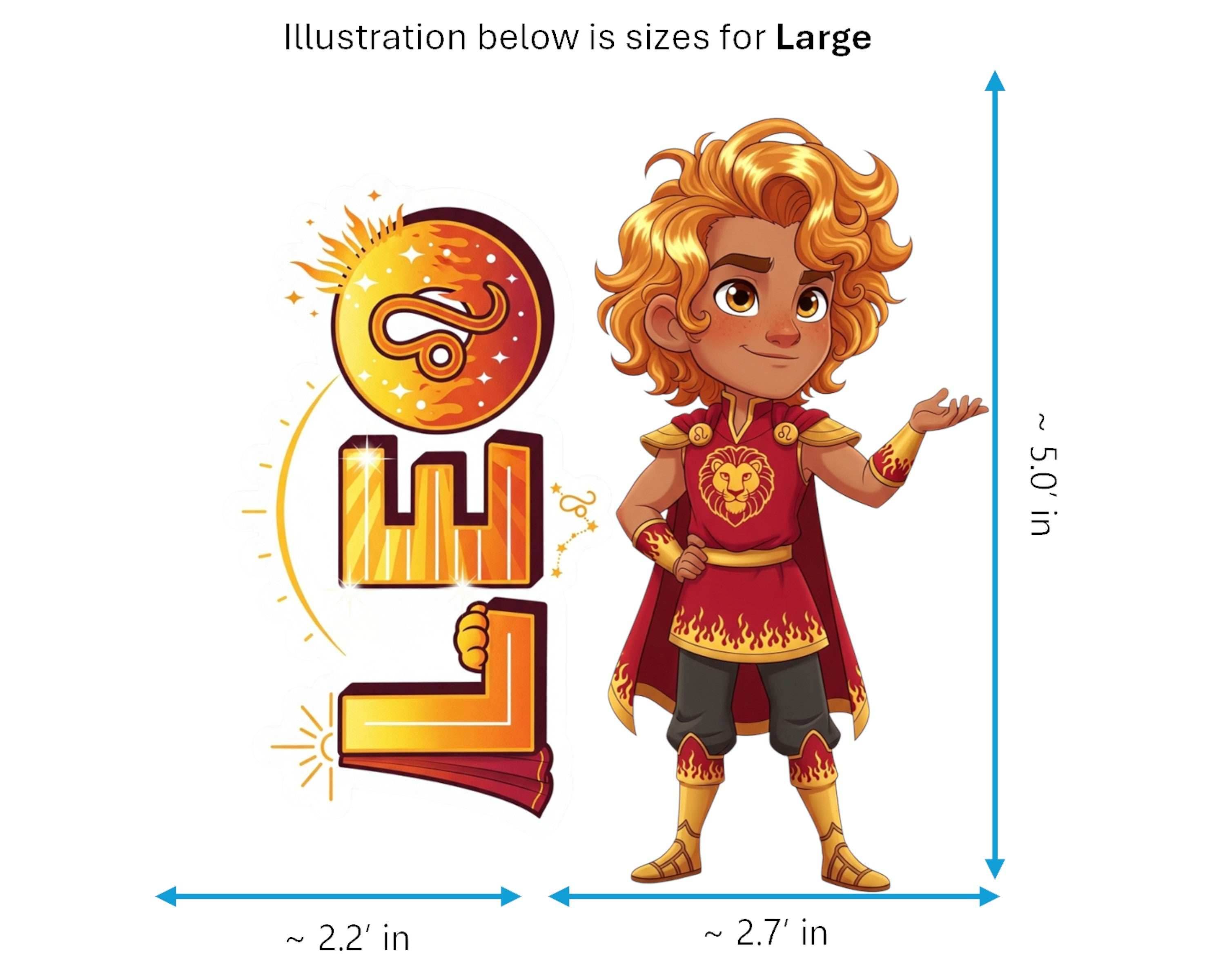 Leo Sticker and Magnet - the Regal Lion Horoskins™ – Zodiac Fire Sign | Waterproof & UV-Proof - Sticker / Large