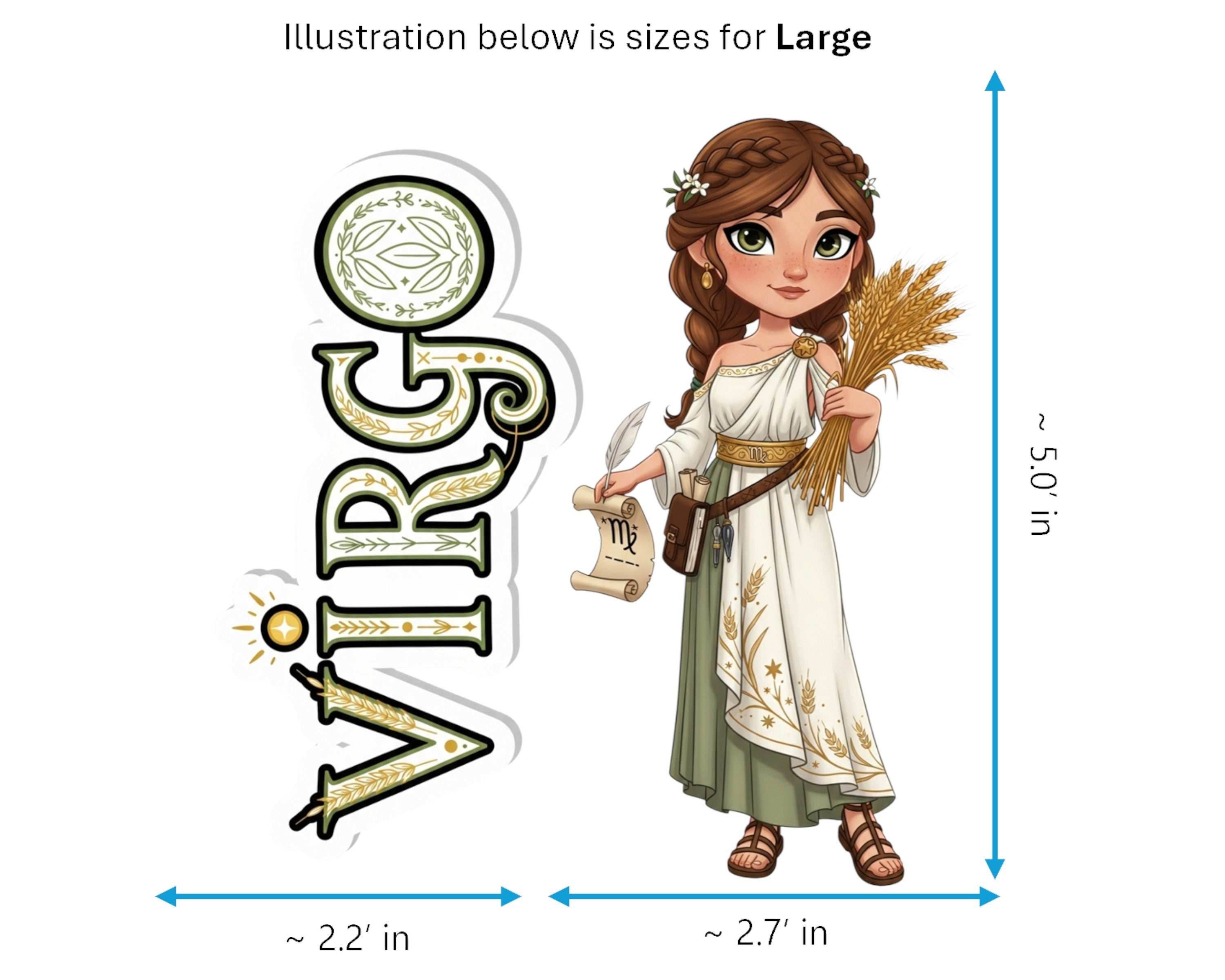 Virgo Sticker and Magnet - the Harvest Maiden Horoskins™ – Zodiac Earth Sign | Waterproof & UV-Proof - Sticker / Large