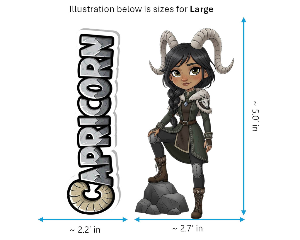 Capricorn Sticker and Magnet - Mountain Climber Horoskins™ – Zodiac Earth Sign | Waterproof & UV-Proof - Sticker / Large