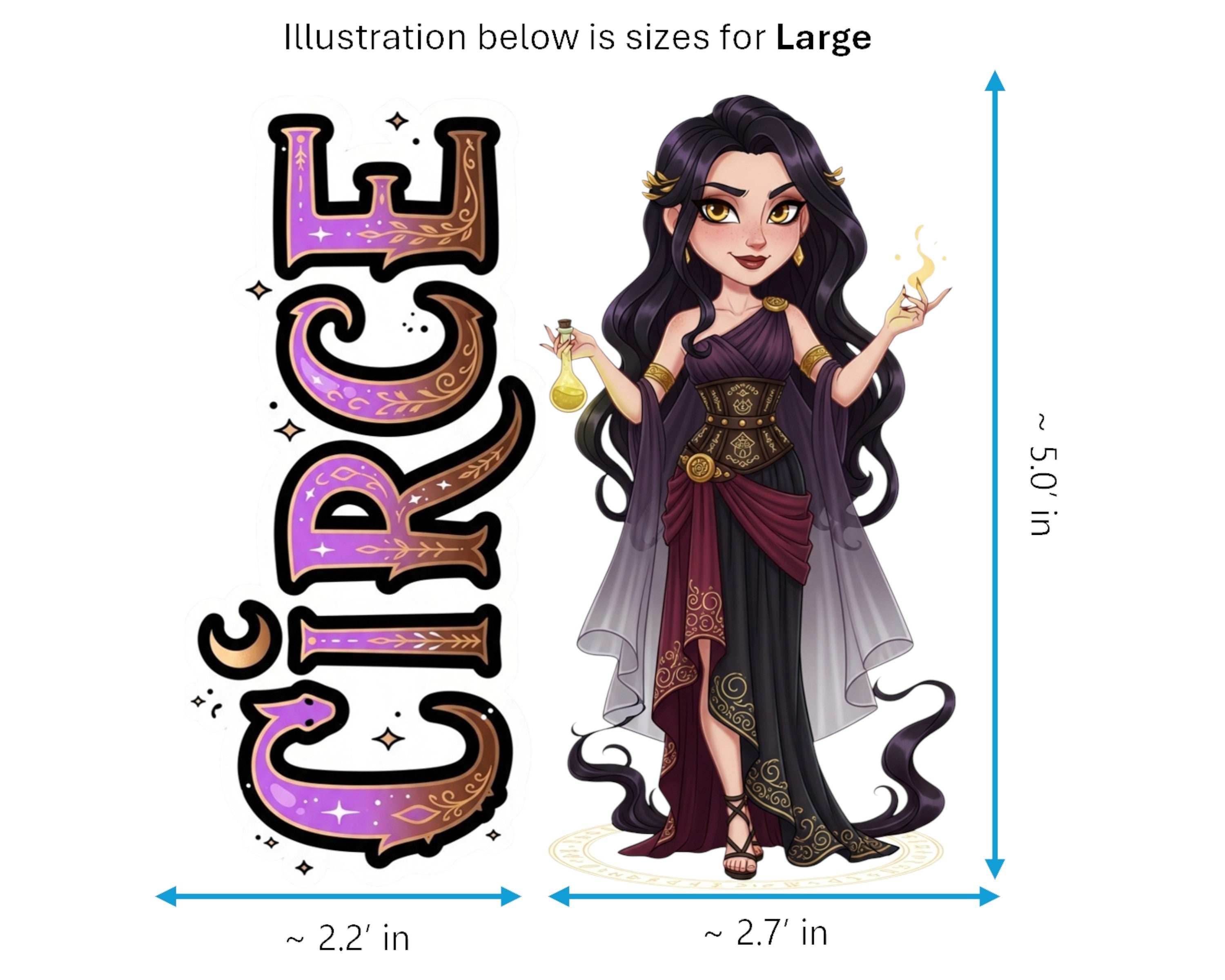 Circe Sticker and Magnet - Enchantress of Aeaea Mythkins™ – Greek Mythology Sorceress | Waterproof & UV-Proof - Sticker / Large