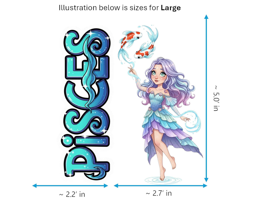 Pisces Sticker and Magnet - the Celestial Fish Horoskins™ – Zodiac Water Sign | Waterproof & UV-Proof - Sticker / Large