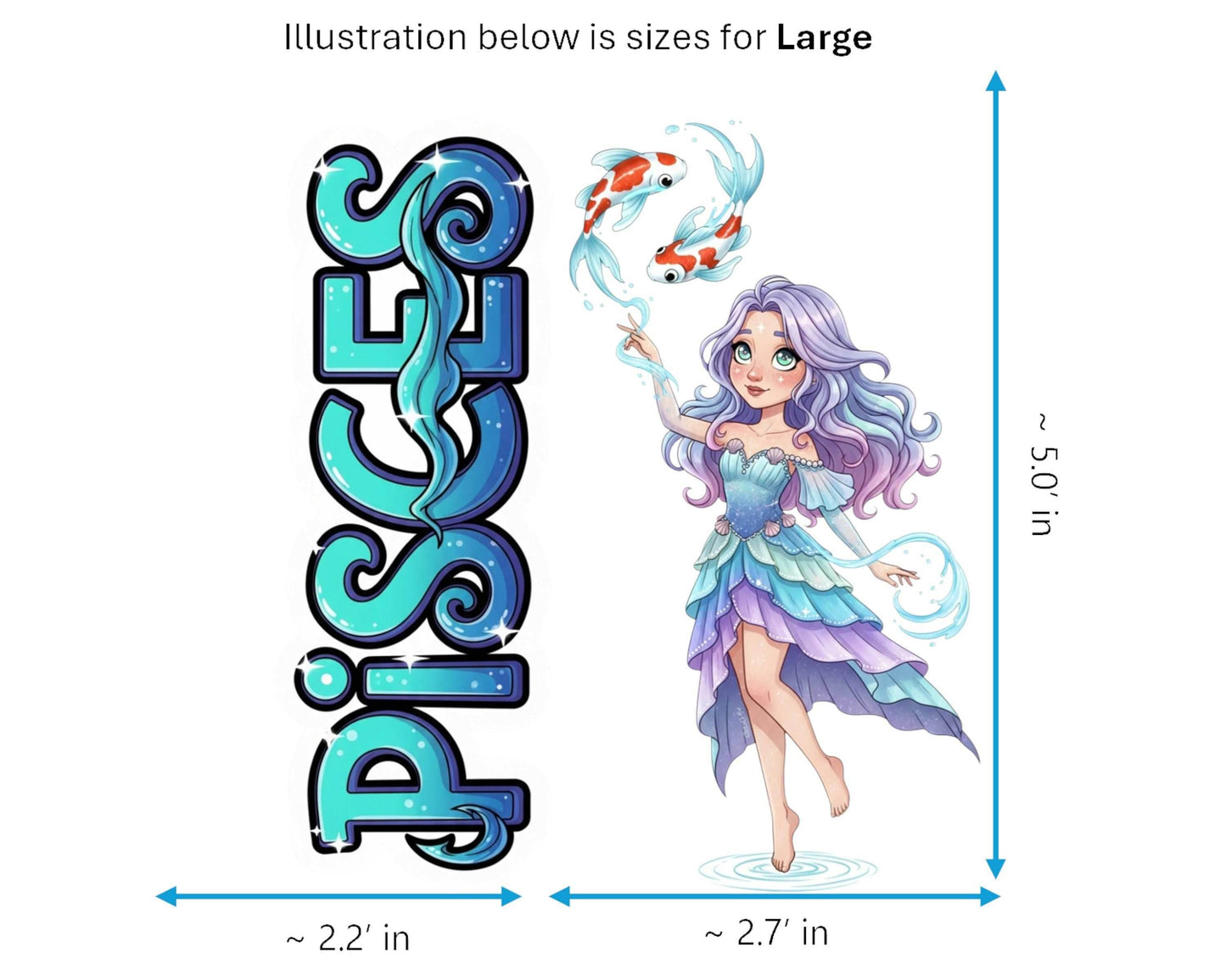 Pisces Sticker and Magnet - the Celestial Fish Horoskins™ – Zodiac Water Sign | Waterproof & UV-Proof - Sticker / Large