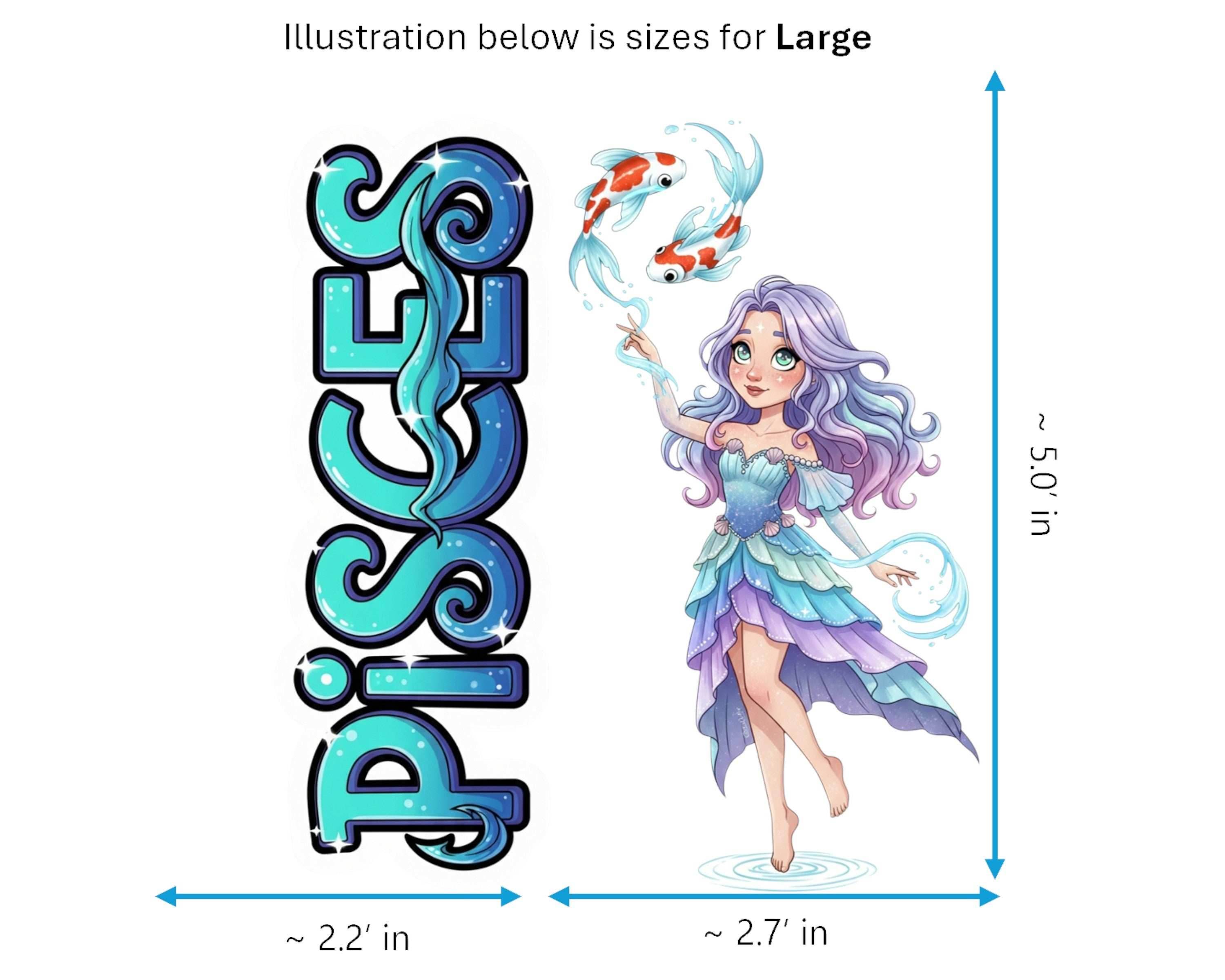 Pisces Sticker and Magnet - the Celestial Fish Horoskins™ – Zodiac Water Sign | Waterproof & UV-Proof - Sticker / Large