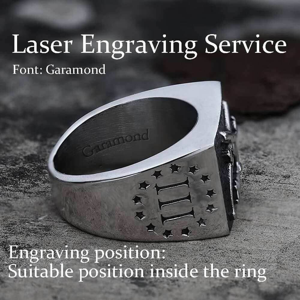1776 Crossed Guns Stainless Steel Ring - Silver / 5