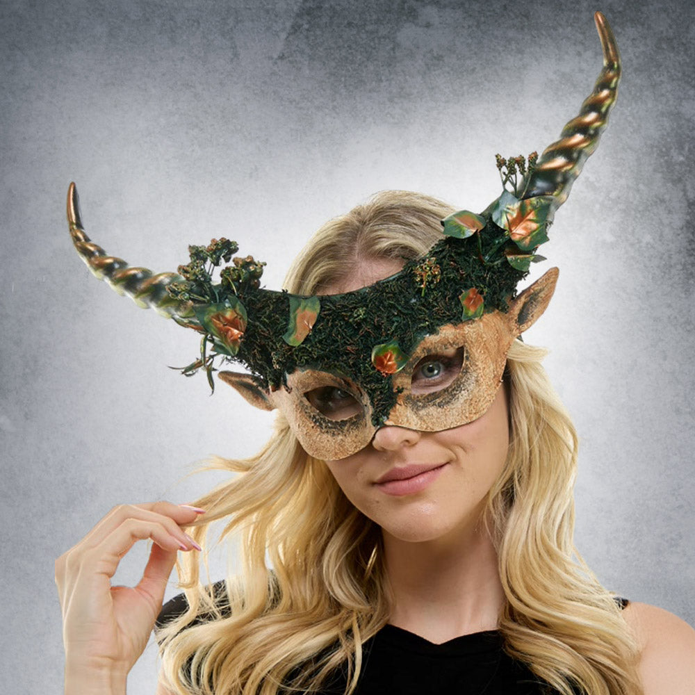 Leaf Embellished Enchanted Forest Honed Masquerade Halloween Mask