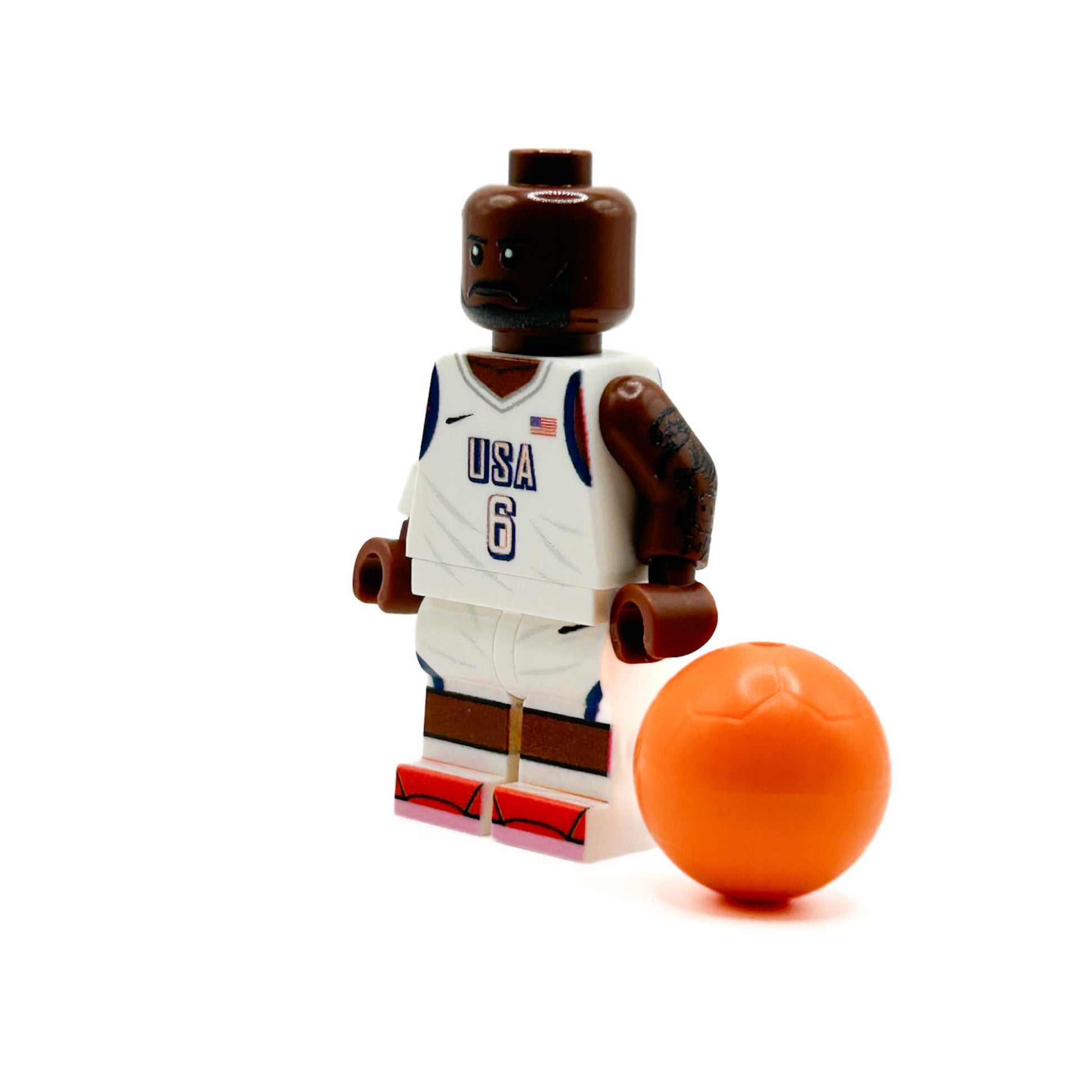 Lebron #6 USA Olympics (2024) Basketball Player Minifig made using LEGO parts - B3 Customs