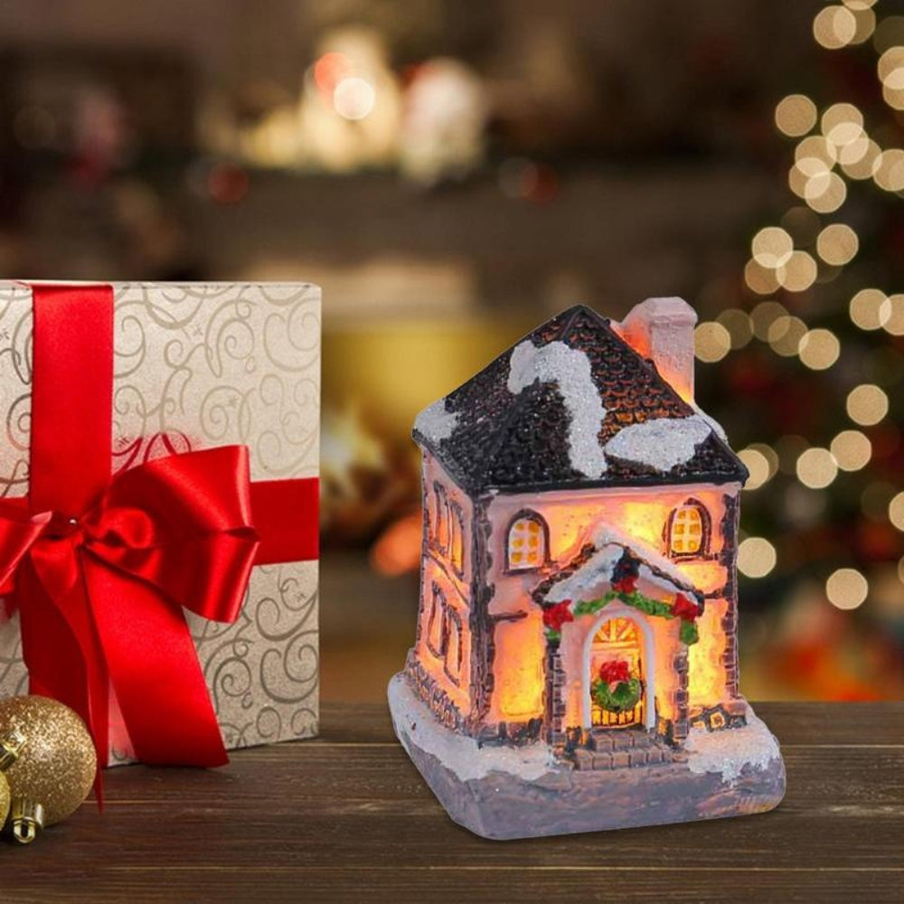 LED Village House Light Up Christmas Village House Resin Light Beacon Table Decoration