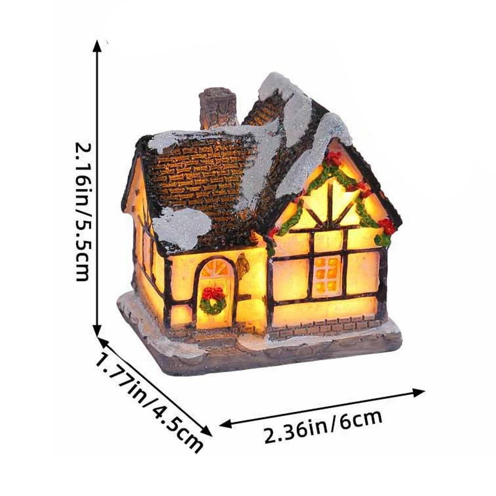 LED Village House Light Up Christmas Village House Resin Light Beacon Table Decoration