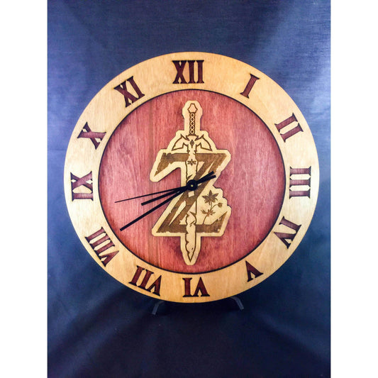 Legend of Zelda Breath of the Wild Stained Wood Laser Cut Clock - Fancy Curve