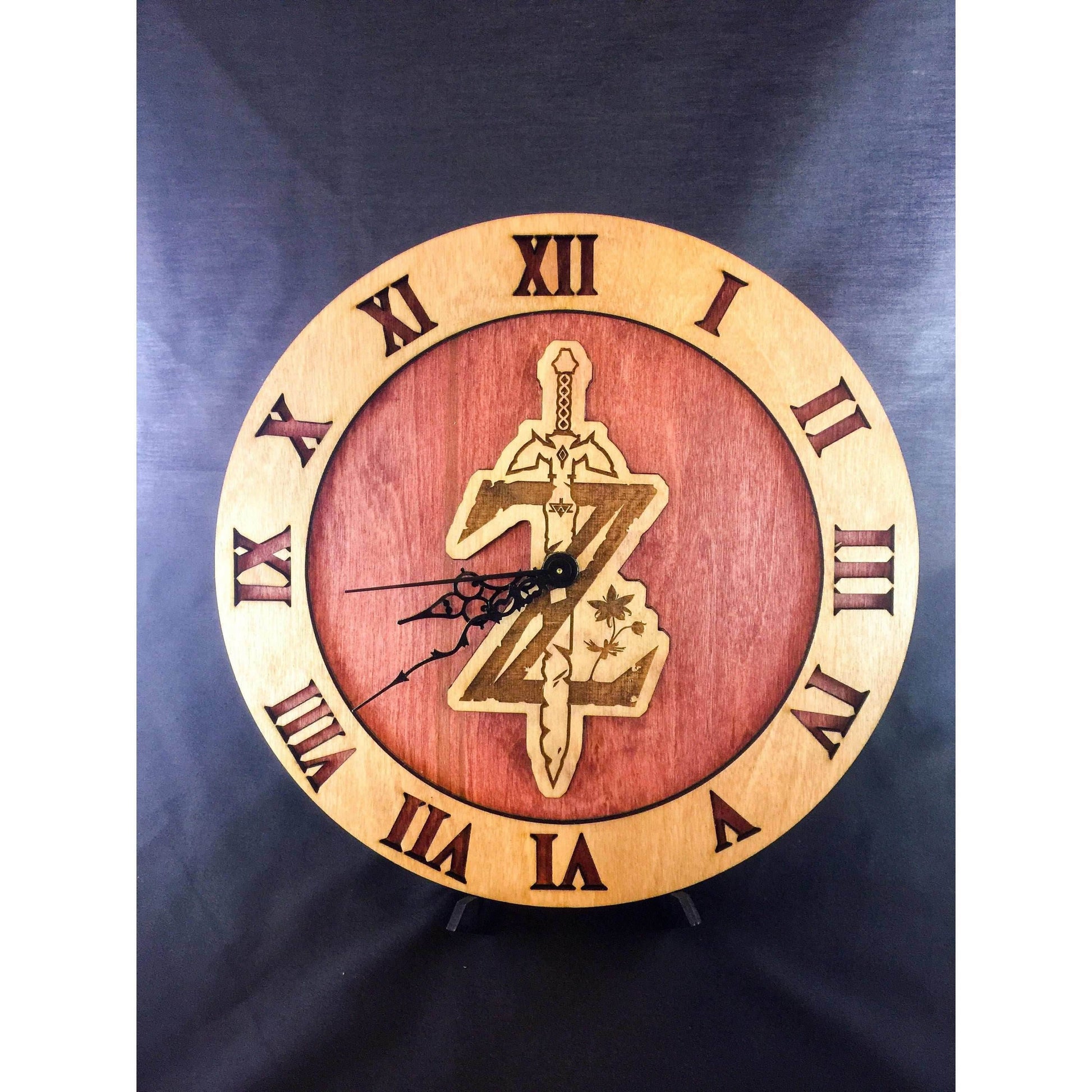 Legend of Zelda Breath of the Wild Stained Wood Laser Cut Clock - Fancy Curve