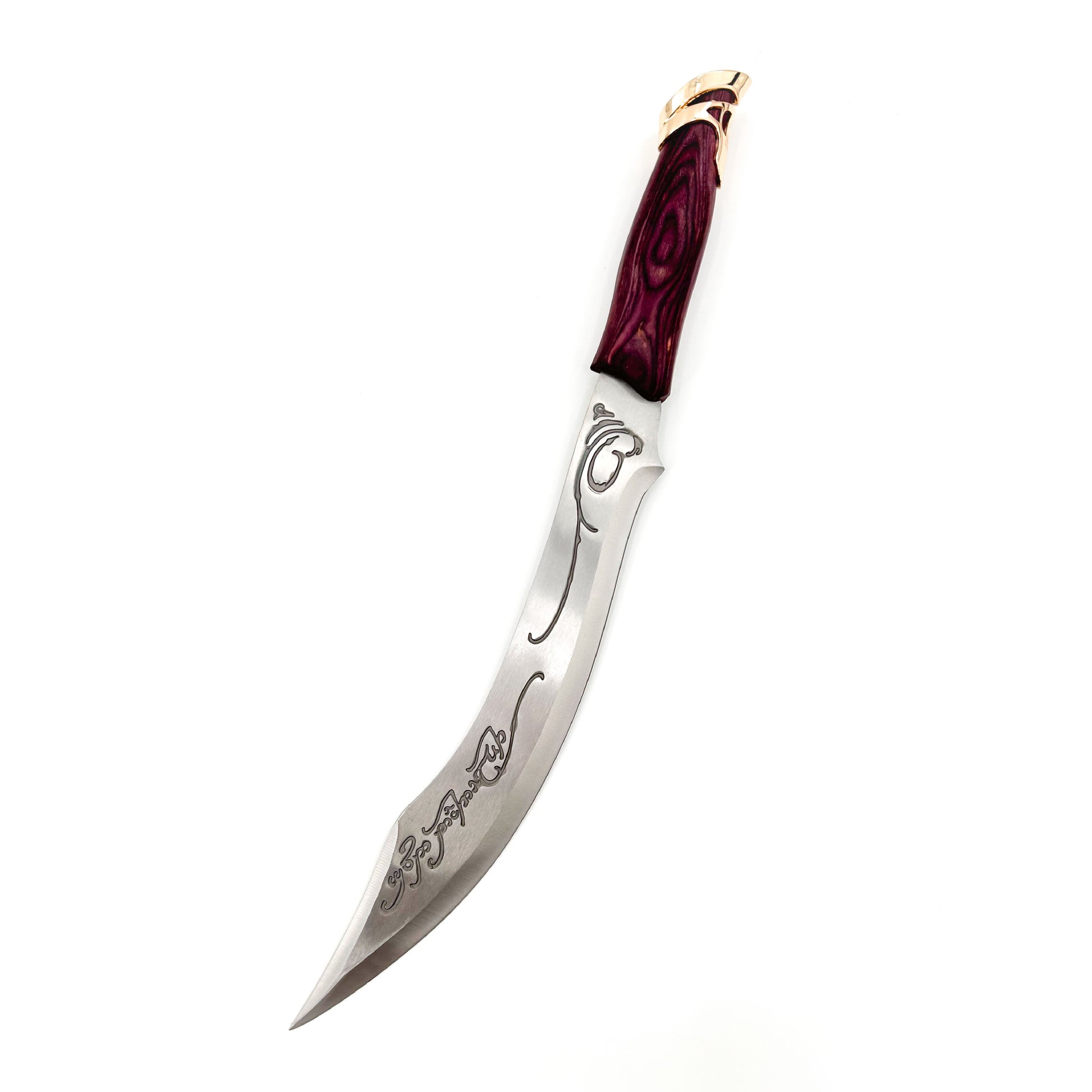 Legendary Elven Rune Stainless Steel Scimitar with plaque