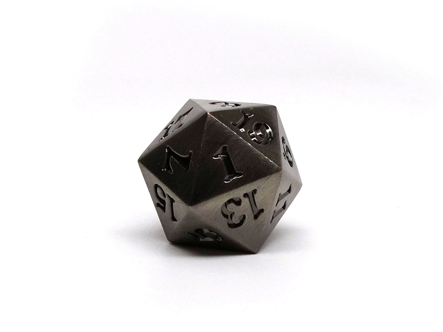 Legendary Silver D20 Dice - Metal Single 20 Sided Dice