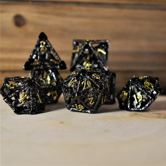 Legends of Valhalla - Black and Gold Hollow Metal Dice Set