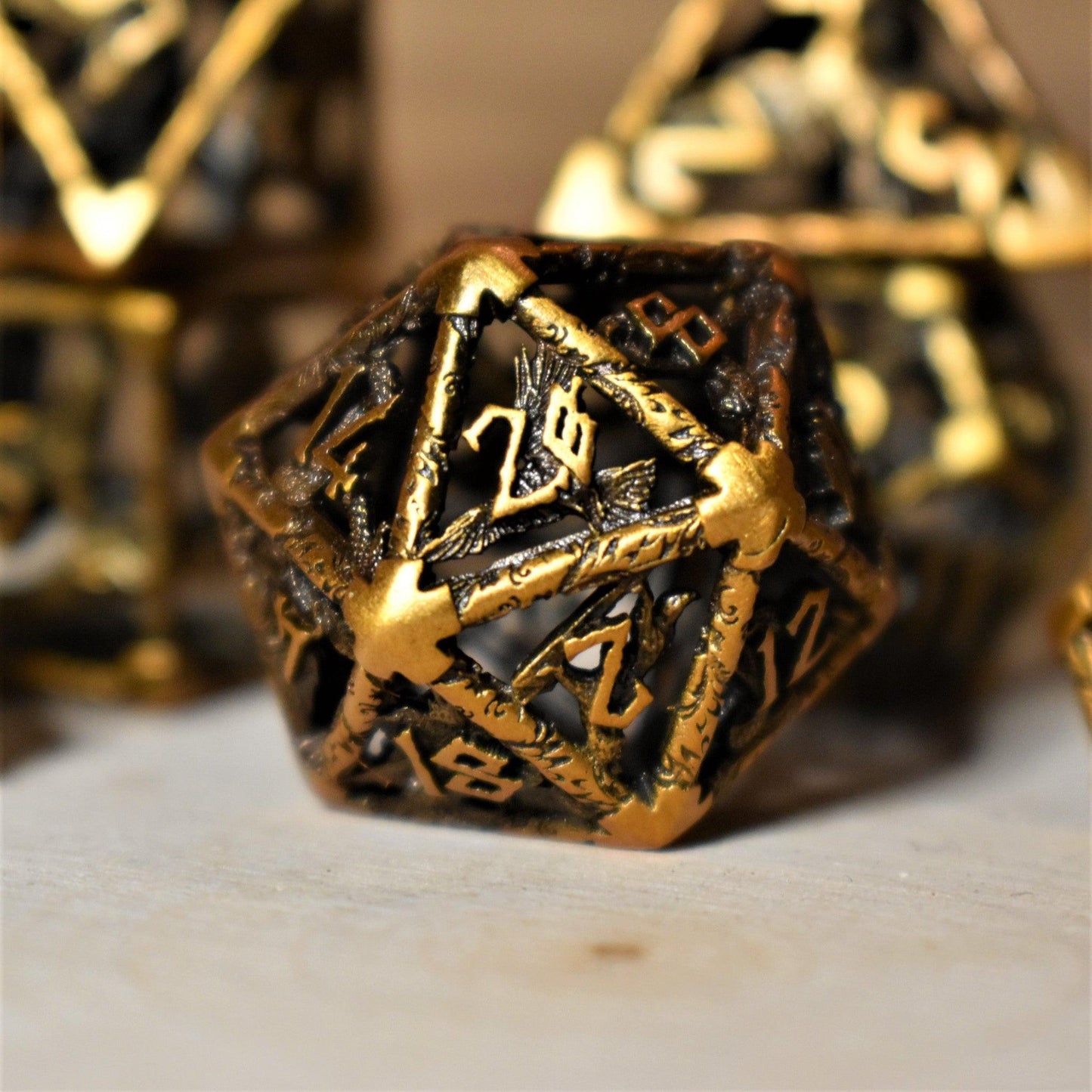 Legends of Valhalla - Golden Brass Hollow Metal Dice Set