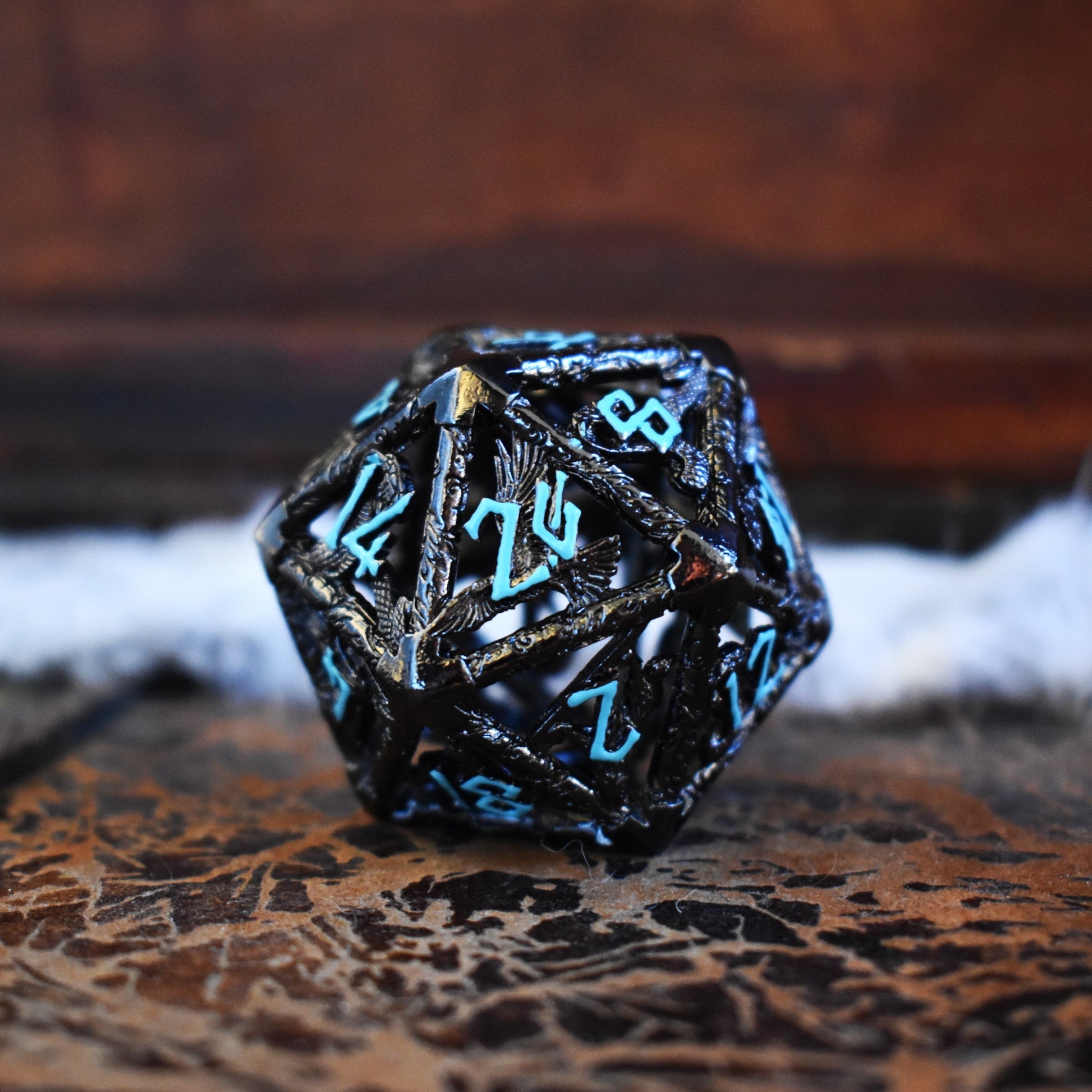 Legends of Valhalla Hollow Metal D20 - Black and Blue