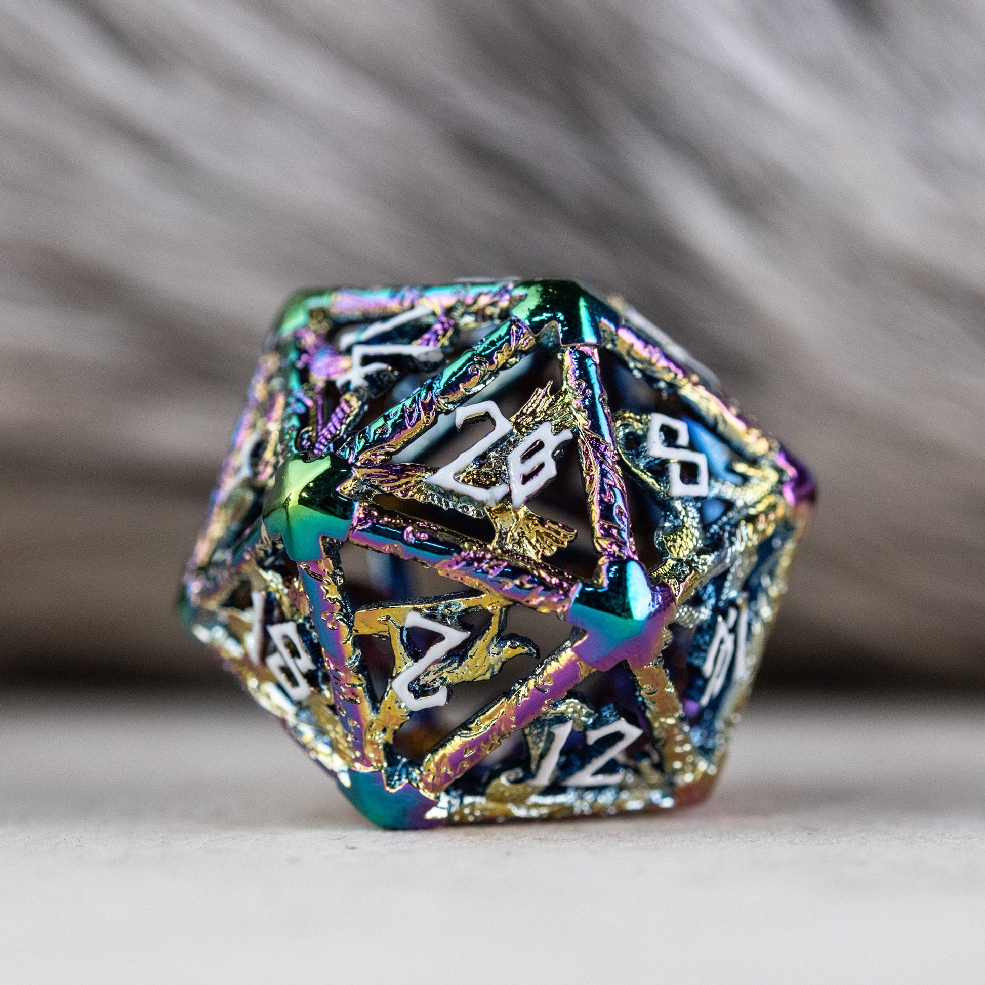 Legends of Valhalla - Iridescent and White Hollow Metal Dice Set