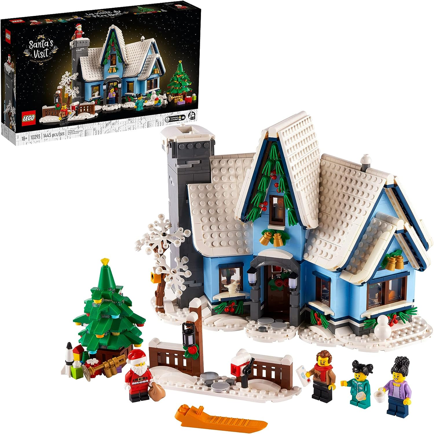 LEGO Icons Santa’s Visit 10293 Christmas House Model Building Set for Adults and Families, Festive Home Décor with Xmas Tree, Gift Idea