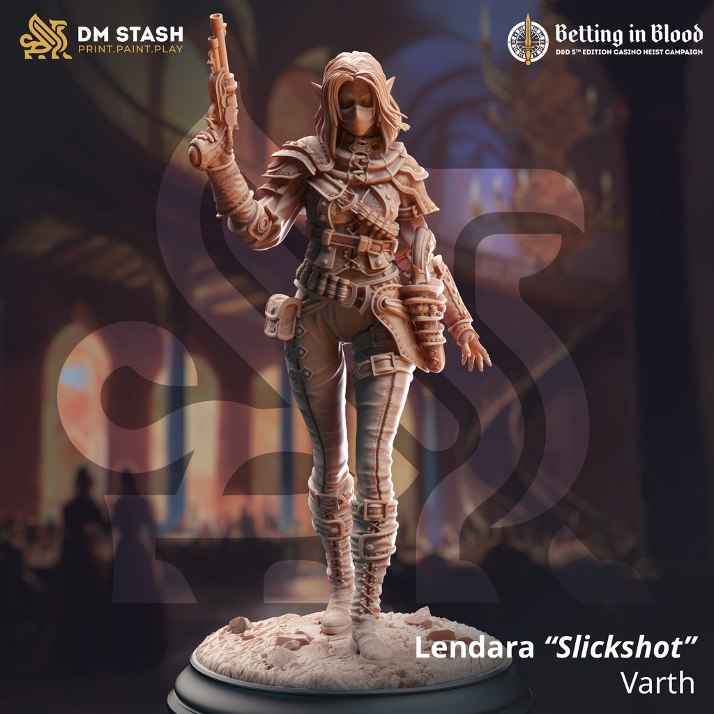 Lendara "Slickshot" Varth (Female Half-Elf Gunslinger)