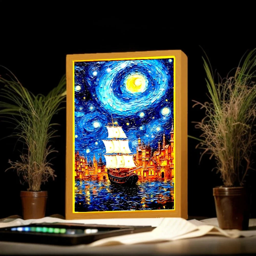 Light Painting Night Light Lamp Van Gogh Starry Sky Wall Art