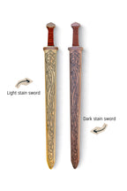 Large Wood Replica Viking Sword with Norse Motif