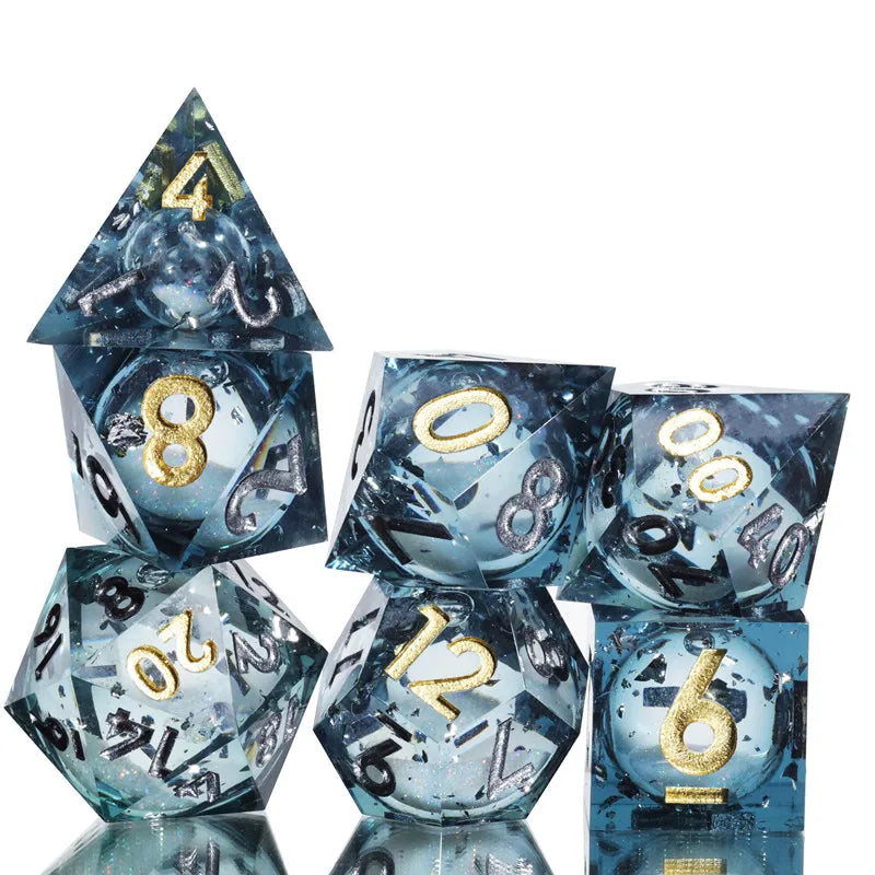 Liquid Core Dice Set with Sharp Edges