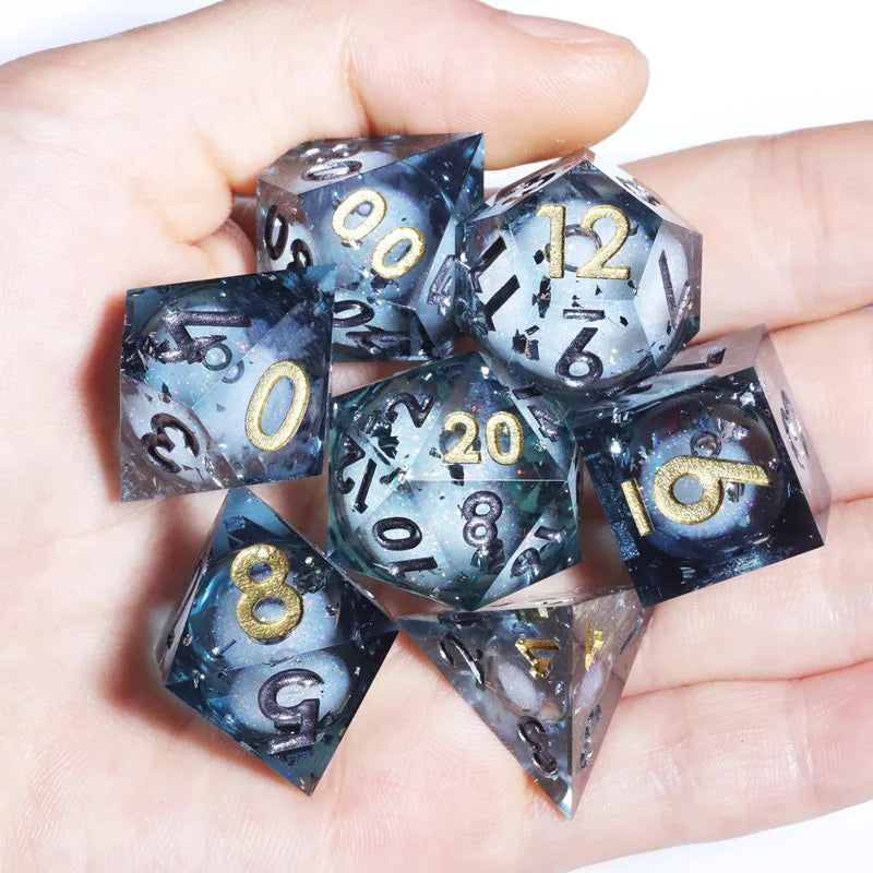 Liquid Core Dice Set with Sharp Edges