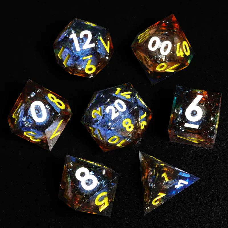 Liquid Core Dice Set with Sharp Edges