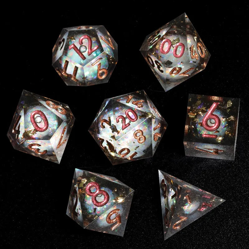 Liquid Core Dice Set with Sharp Edges