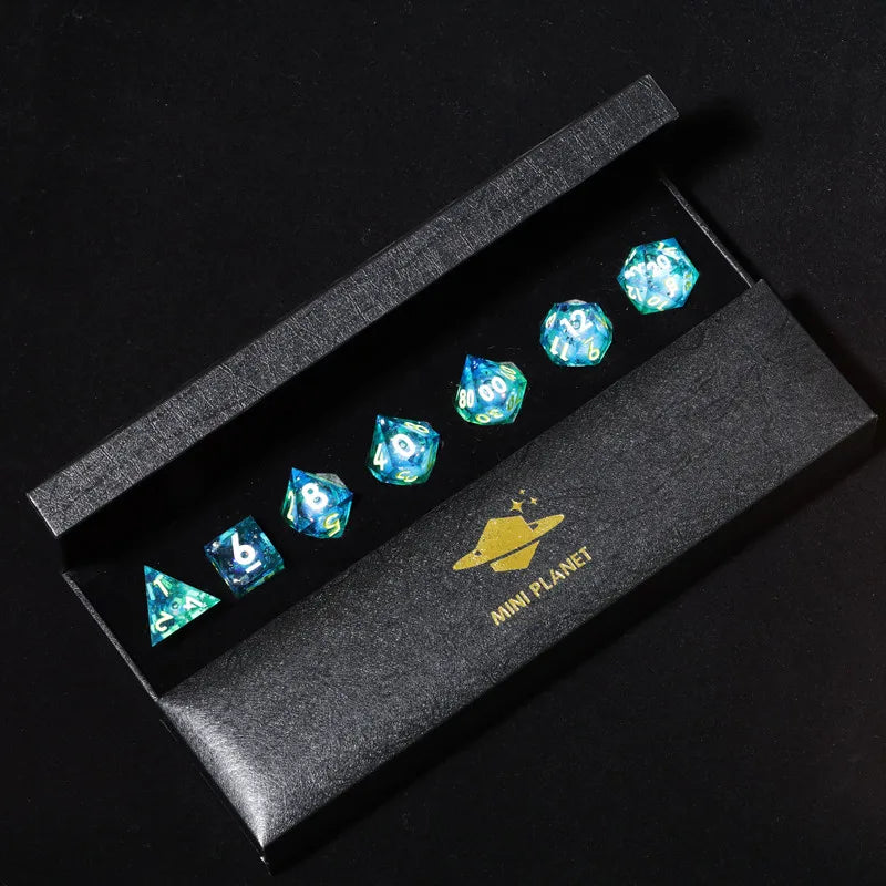 Liquid Core Dice Set with Sharp Edges