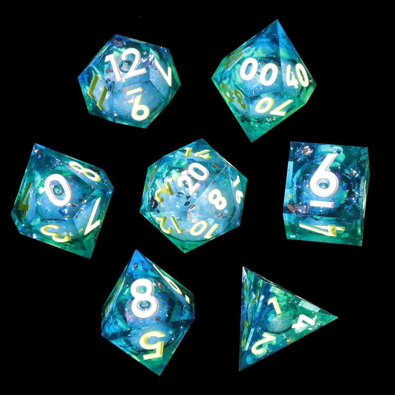 Liquid Core Dice Set with Sharp Edges